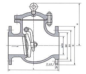H44W旋启式美标止回阀尺寸图