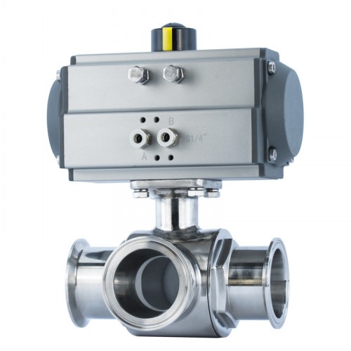 气动三通卫生级球阀Q684F，Q685F